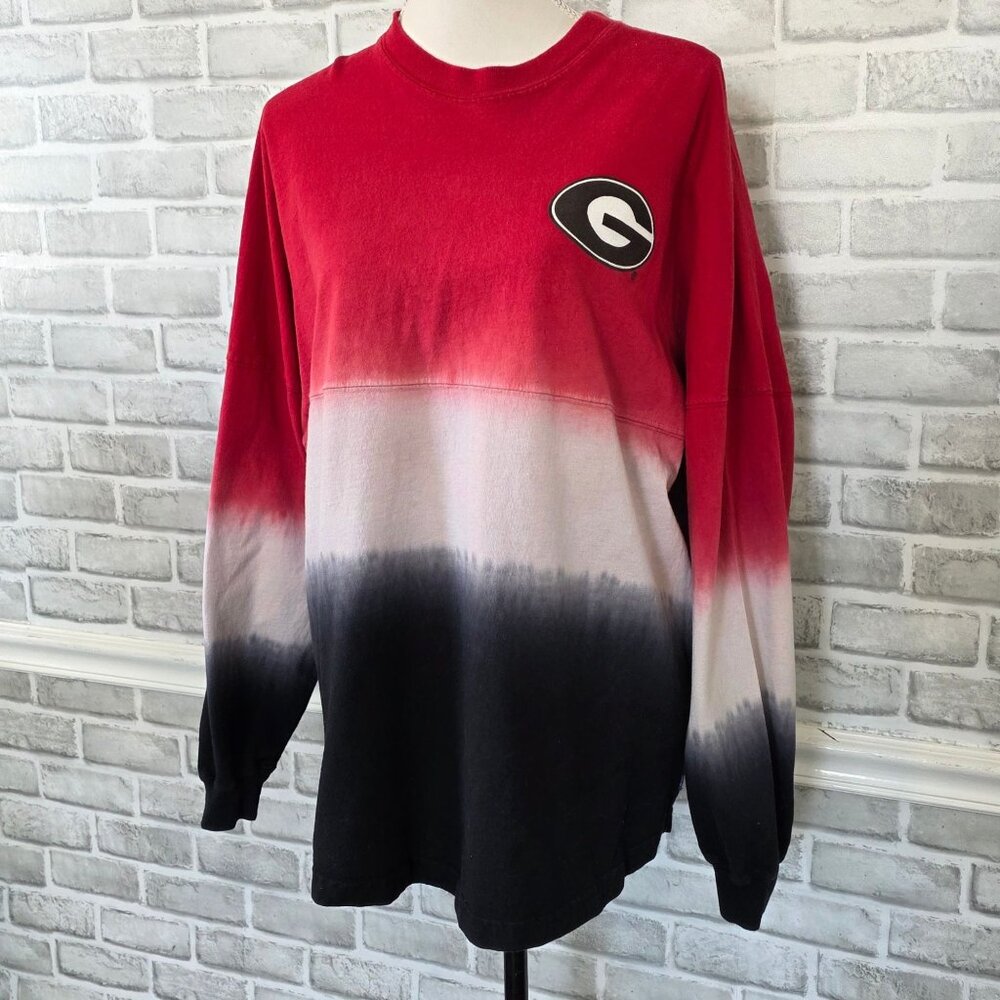UGA Bulldogs Spirit Jersey Ombre Red Black Oversized Made in USA Georgia M